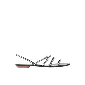 Aquazzura NIB Mistica Crystal-Embellished Slingback Sandals in Black Size 38.5